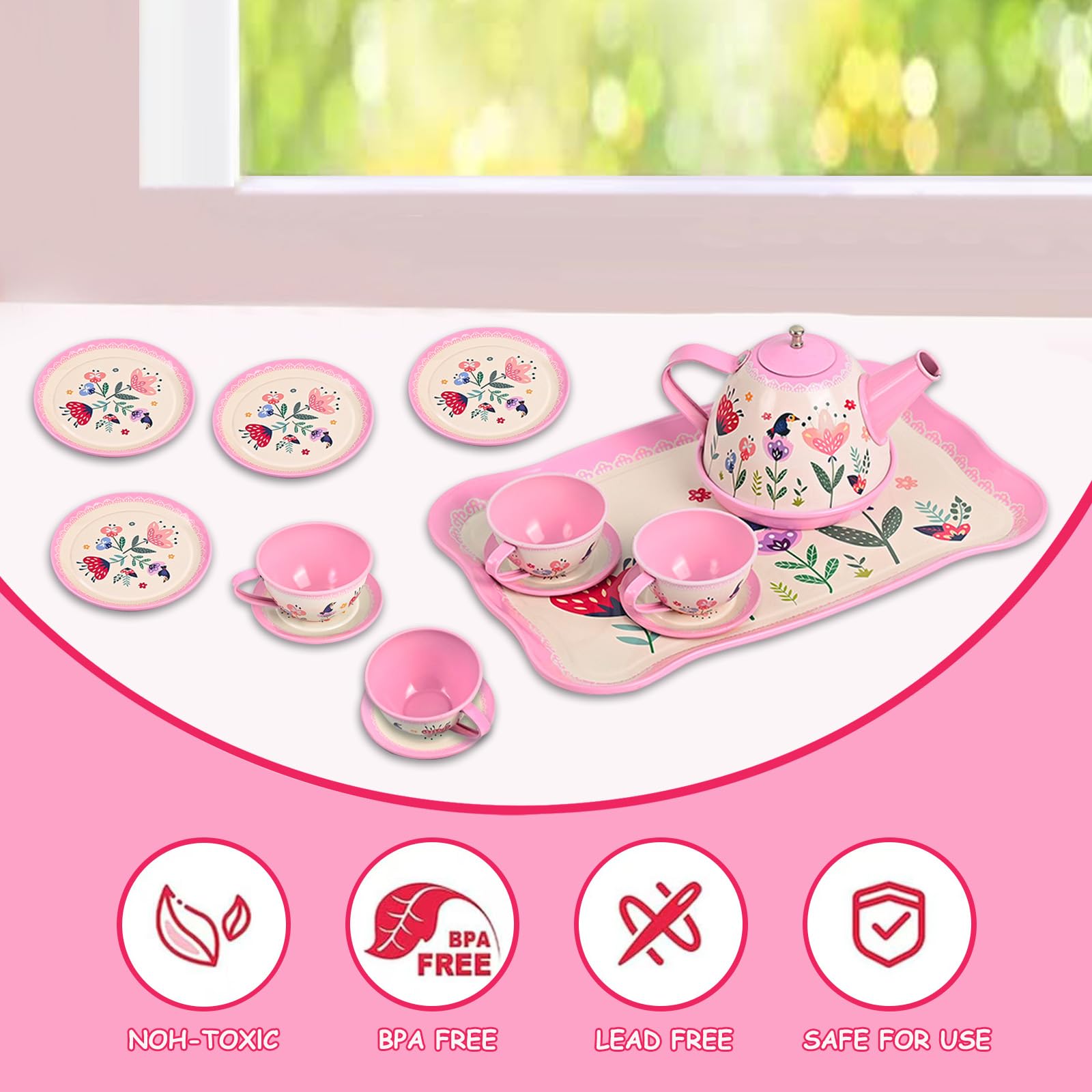 Fairy Toona Floral Tea Plates 4-pack ready for mini tea time