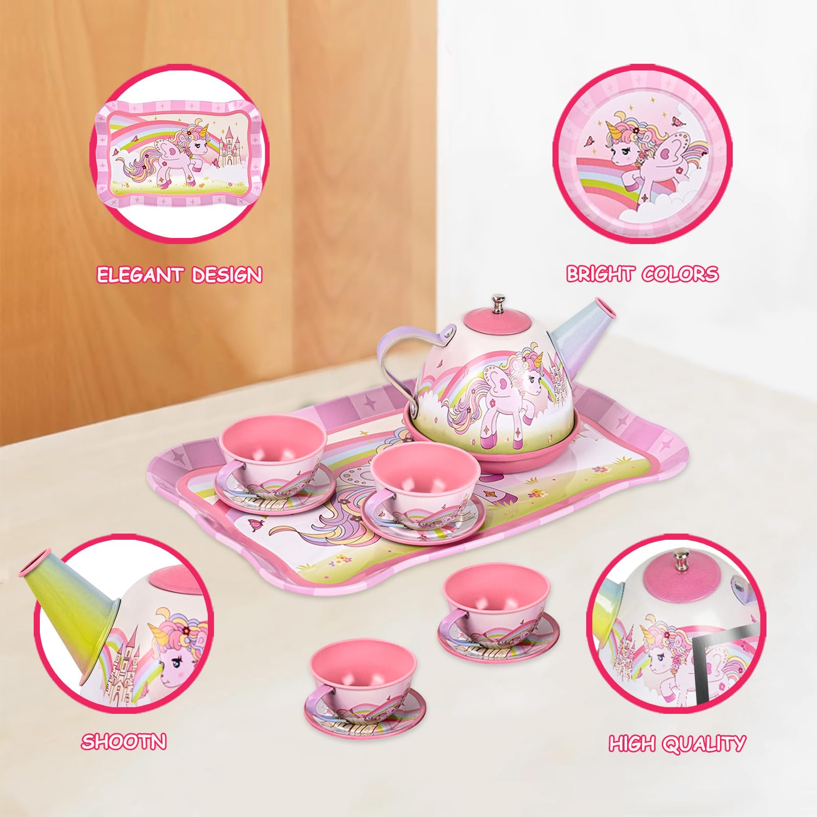Fairy Toona Unicorn Tea Party carry case makes storage and transport easy for little travelers.