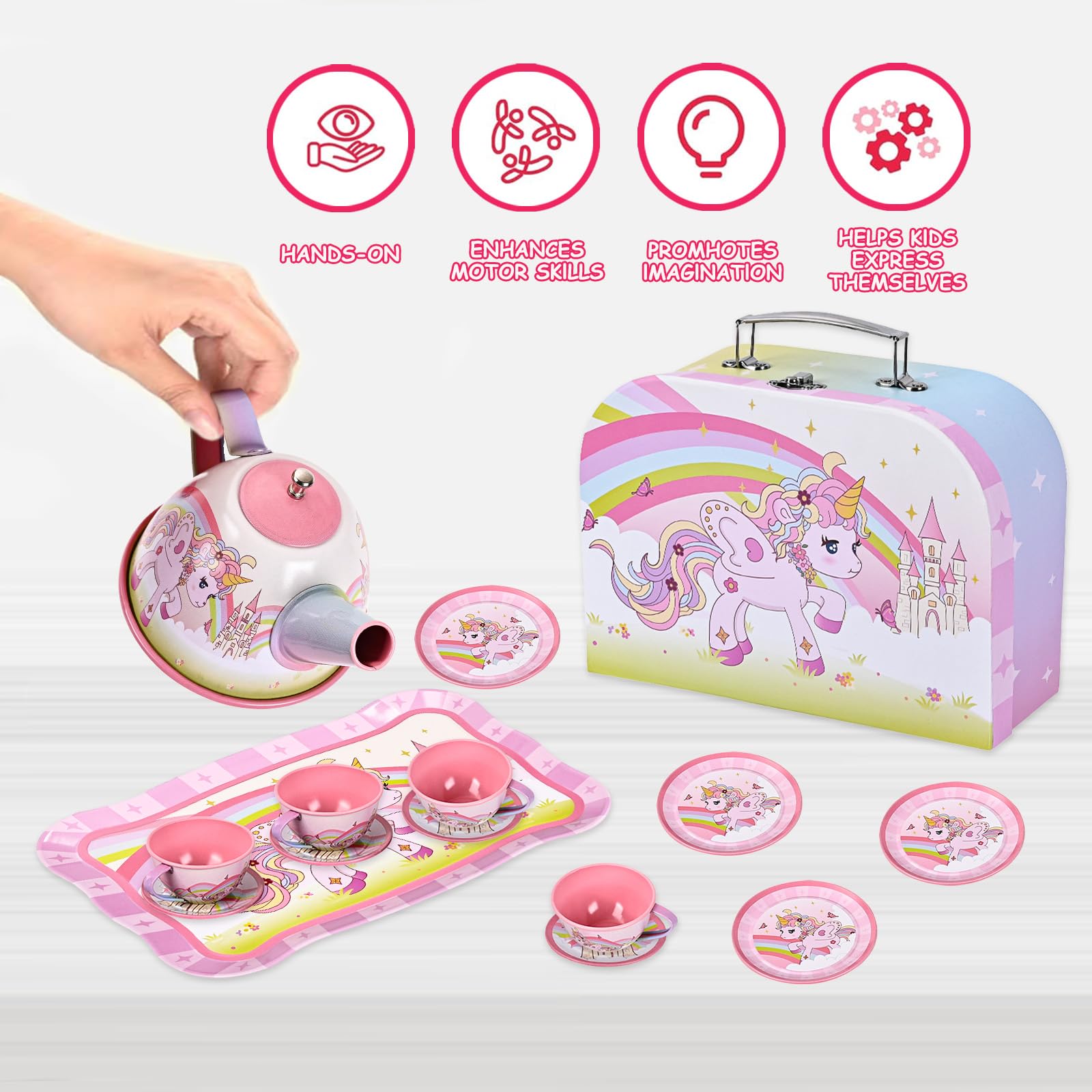 Fairy Toona Unicorn Tea Party plates invite sharing and careful tea-time rituals.