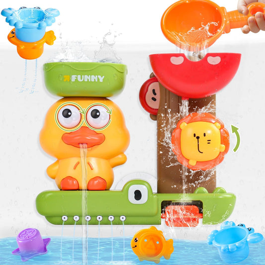 Fajiabao duck bath toy with rotating eyes and spray for interactive play
