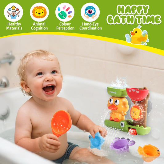 Fajiabao monkey bath toy activates water spray when pressed on top