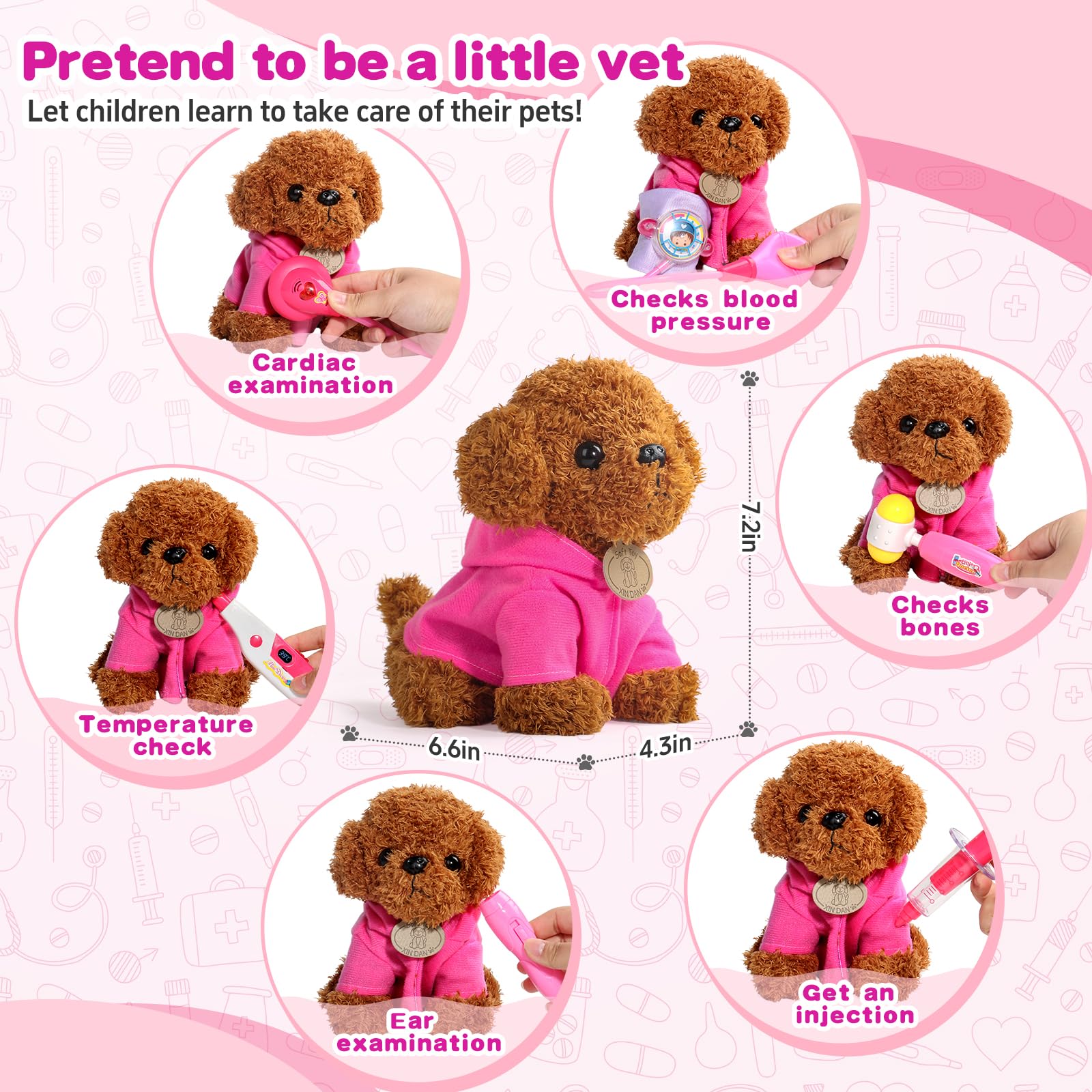 Fajiabao Doctor Kit pink stethoscope supports early medical role play.