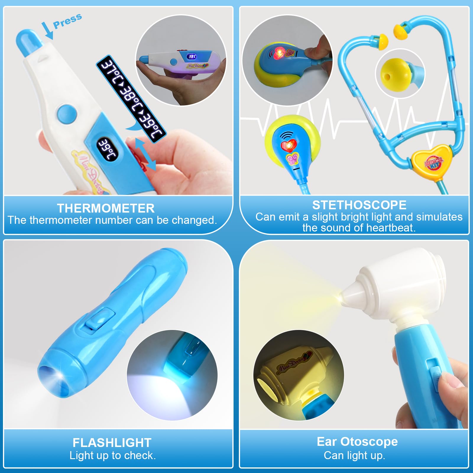 Fajiabao stethoscope heartbeat visual for realistic pretend medical checks