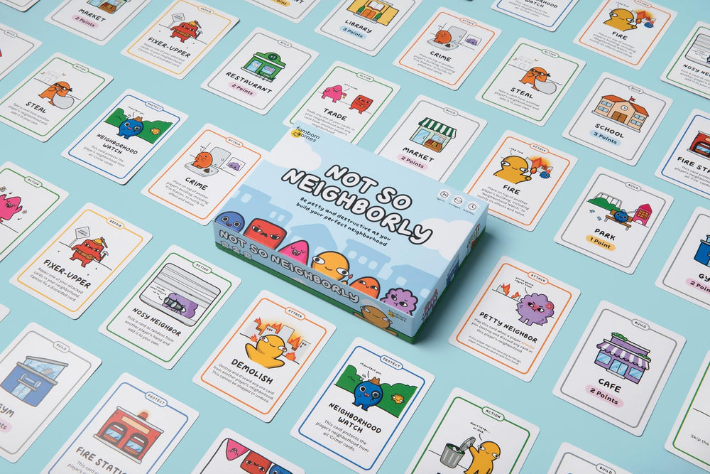 Not So Neighborly build cards highlighting point collection strategy.