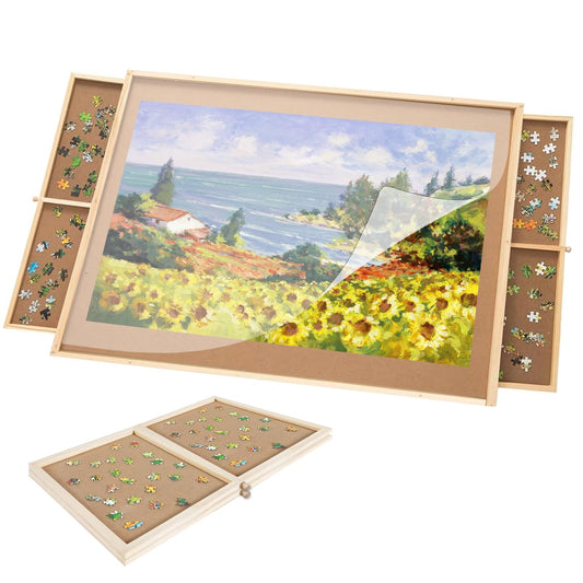 FAMILON puzzle board with drawers top surface for 500-piece puzzles.