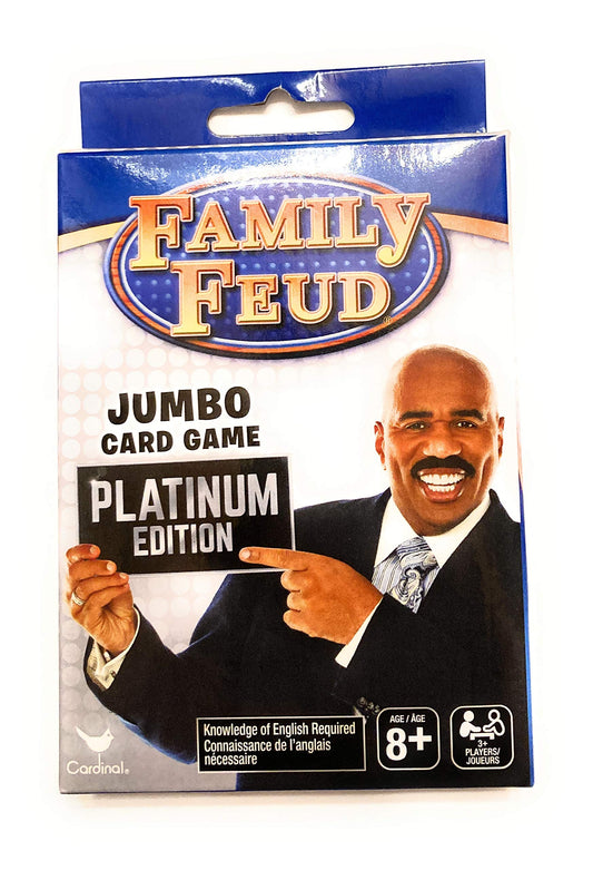 Family Feud Jumbo Card Game Platinum Edition cover with premium packaging for family game night.