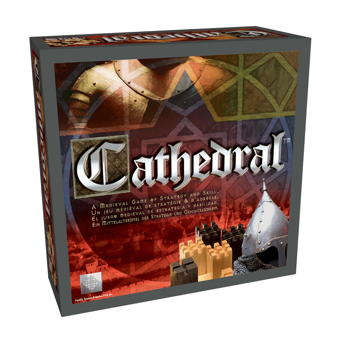 Family Games Cathedral Classic wood board for two players, a strategic puzzle for family game night.