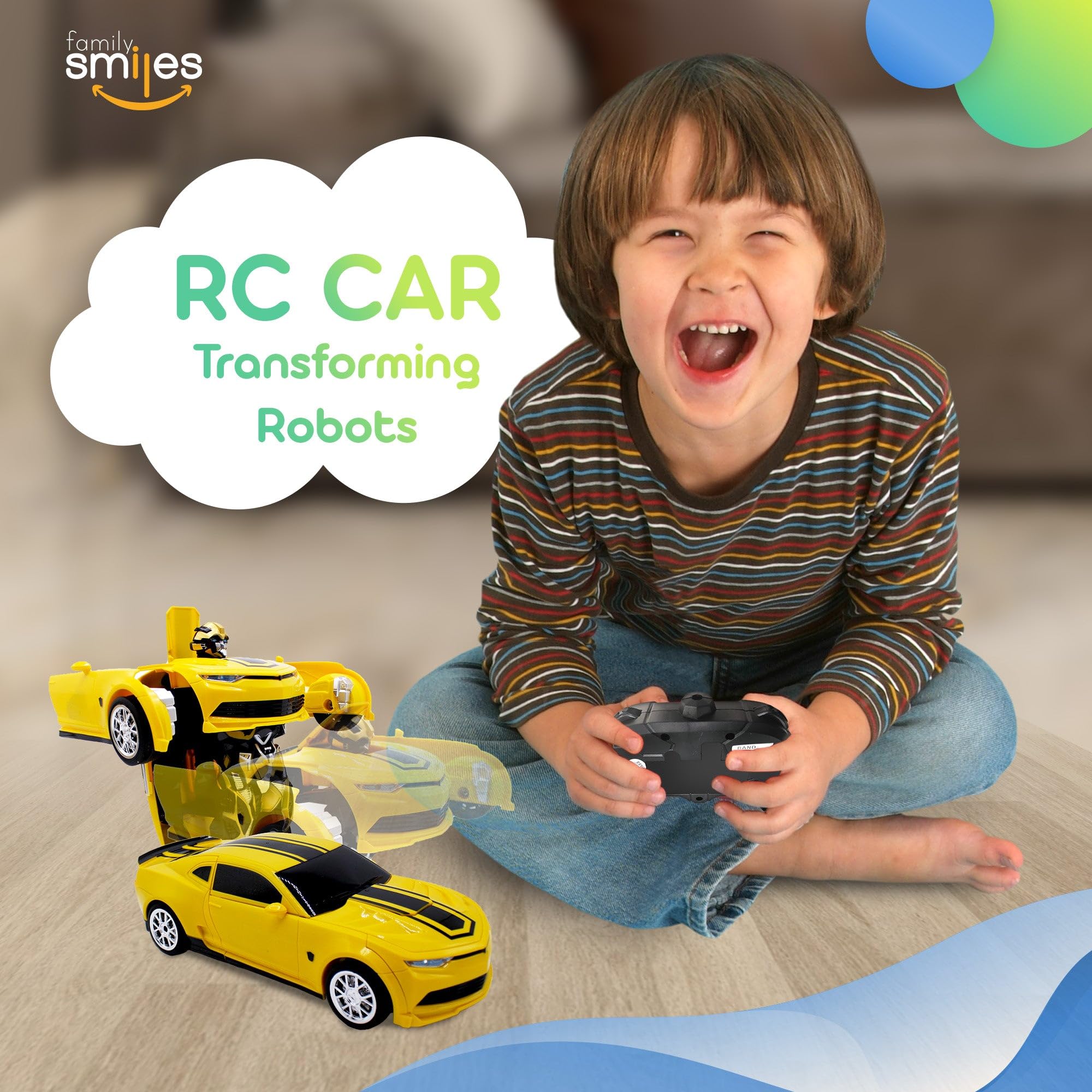Family Smiles kids RC car offers up to 30 minutes of play.