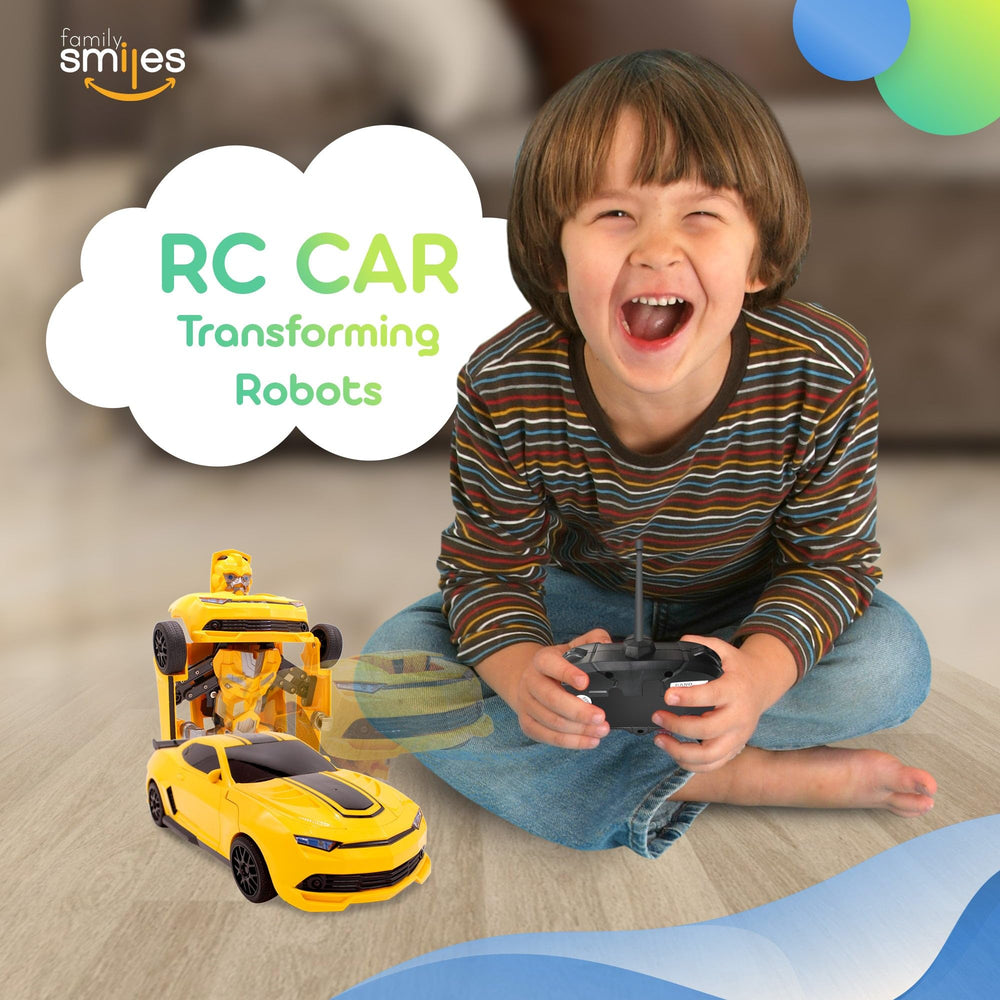 Family Smiles yellow gift packaging highlighting a kid-friendly toy