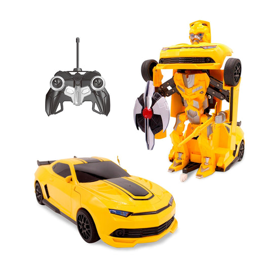 Family Smiles transforming RC car front view in yellow for imaginative play