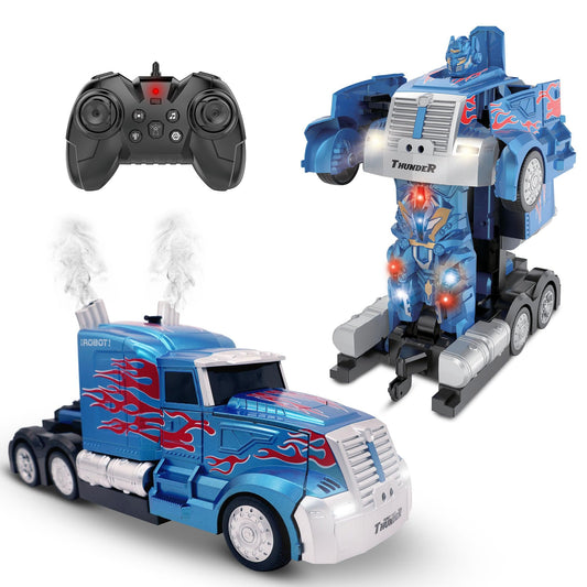Family Smiles Transforming Robot RC Truck front view for imaginative play.