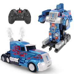 Family Smiles Transforming Robot RC Truck front view for imaginative play.