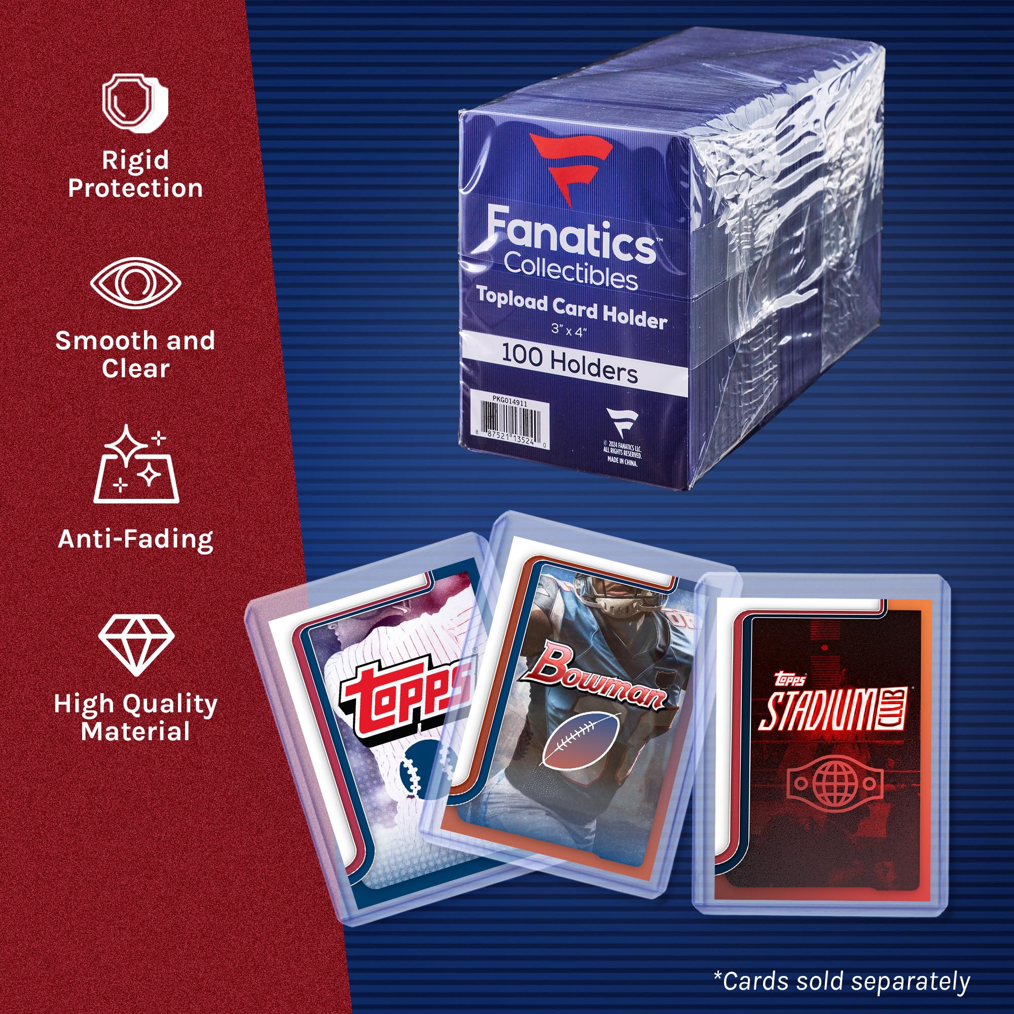 Fanatics Collectibles acid-free PVC top-loader guards against scratches and bending.