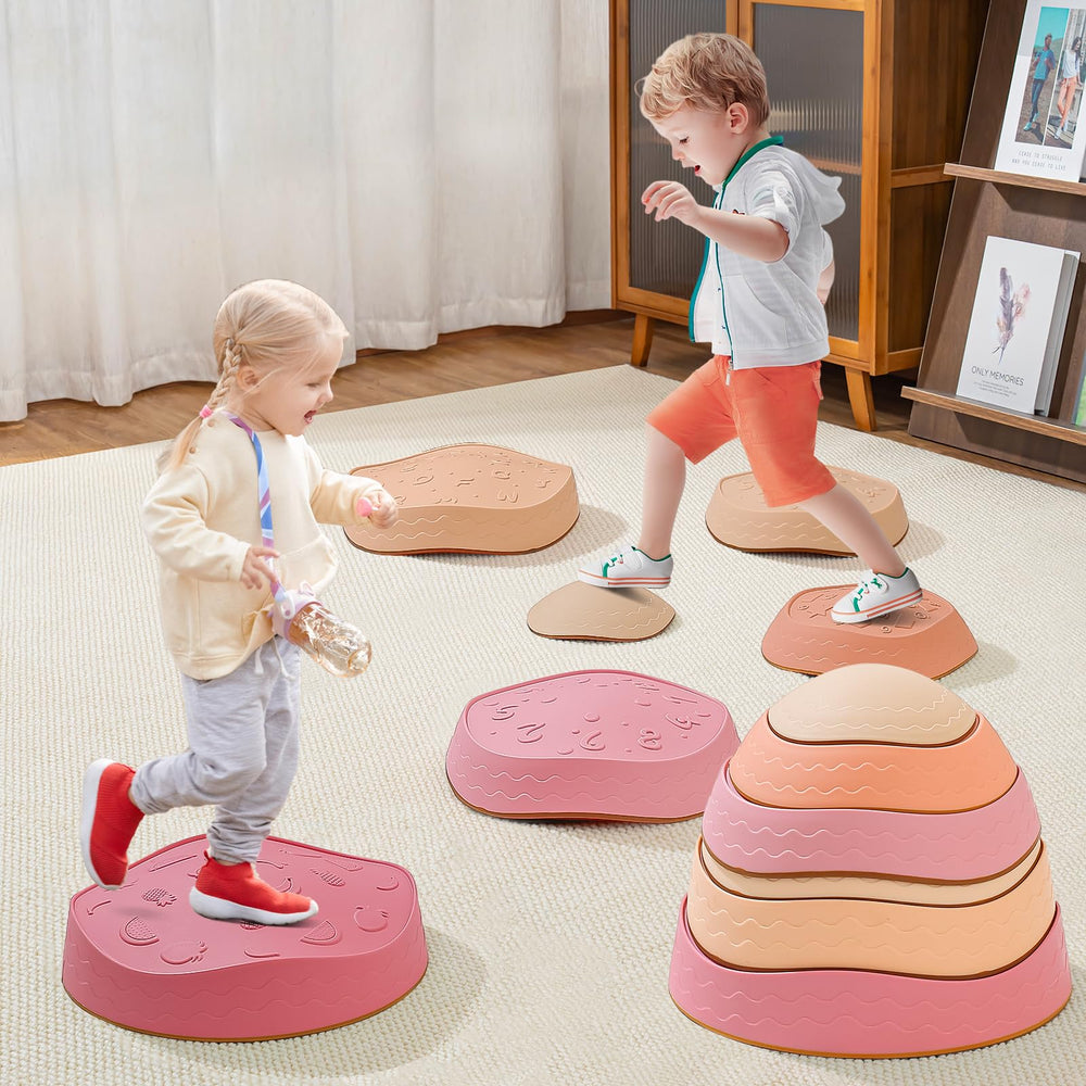 Fanboxk stepping stones enable parent-child obstacle courses indoors or outdoors