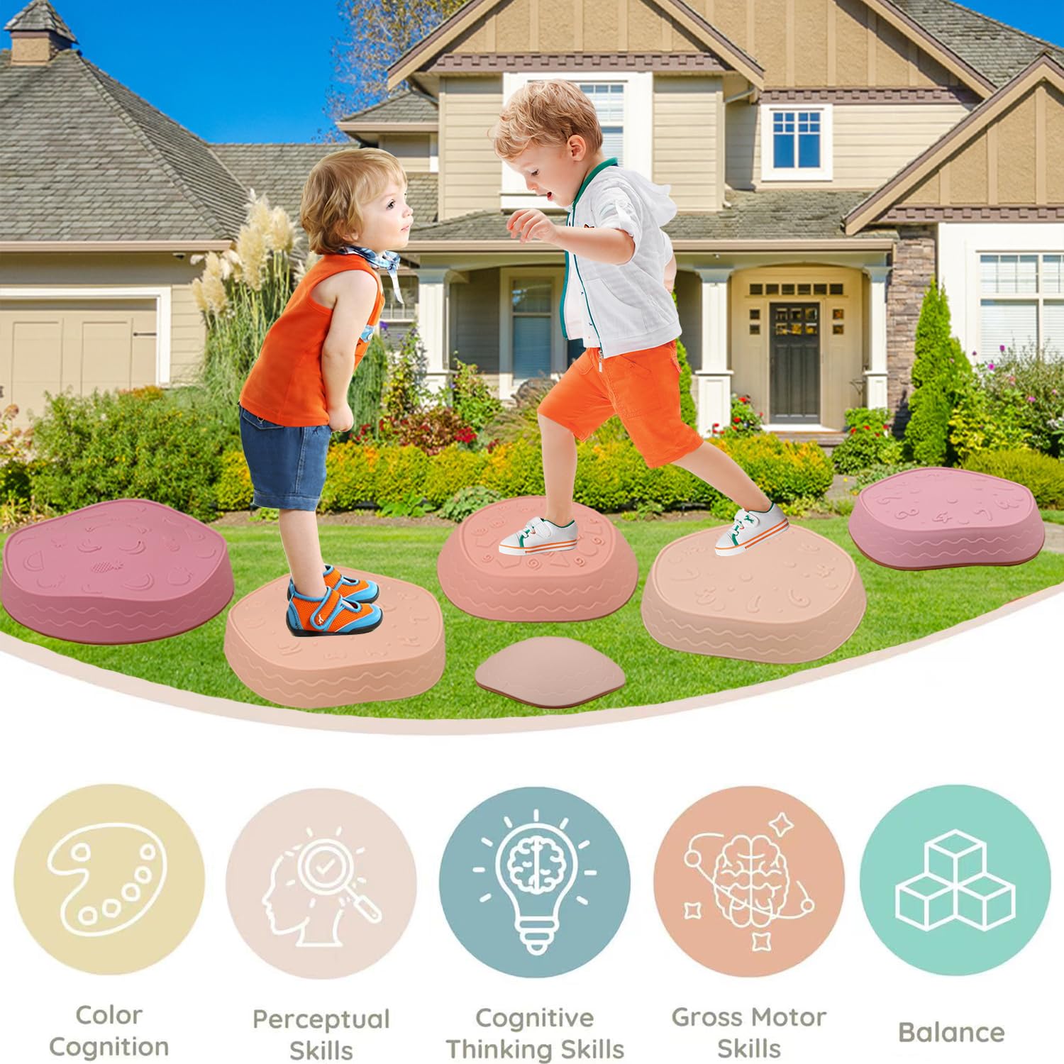Color-differentiated Fanboxk stones support color recognition during play