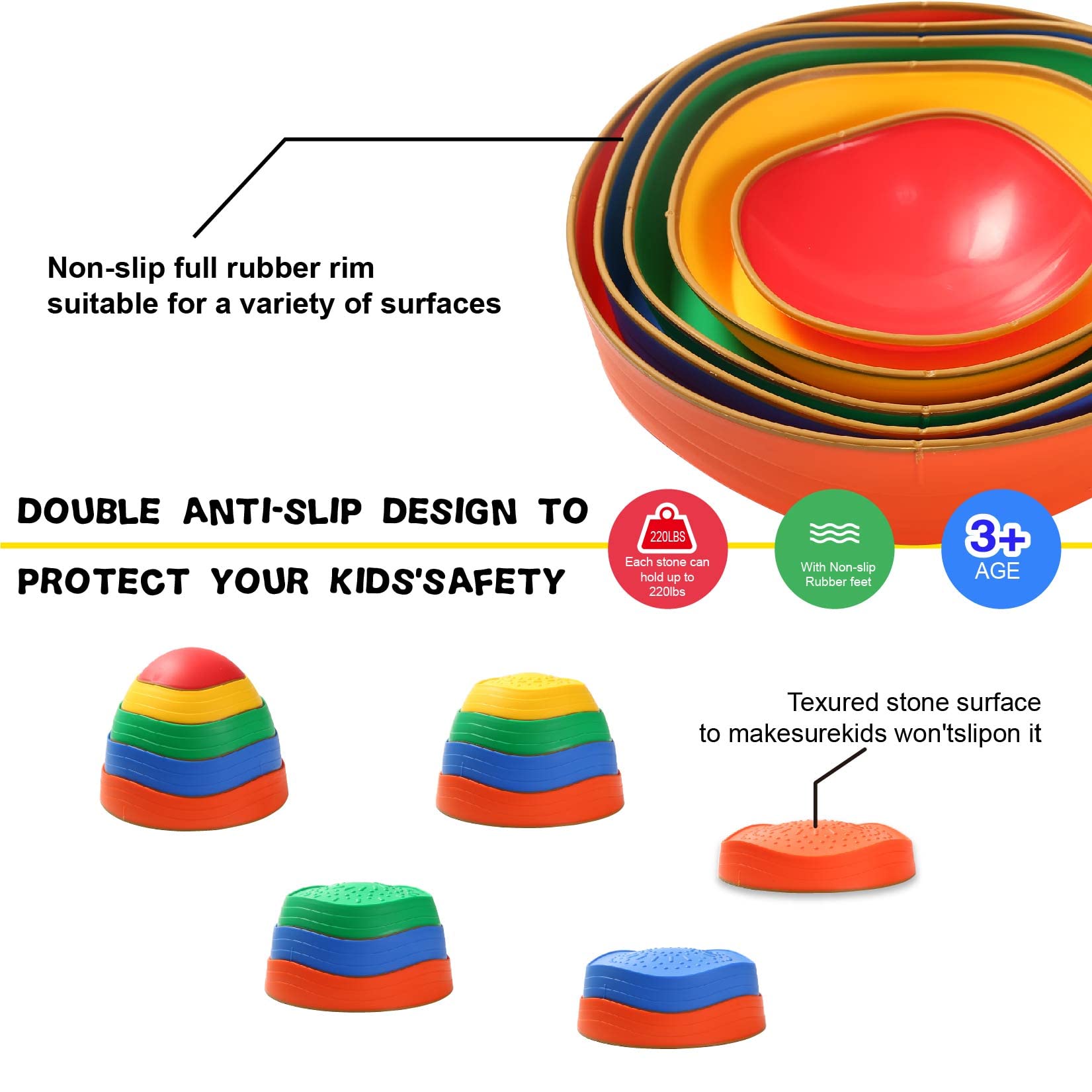 Fanboxk stepping stones made of durable non-toxic PP material.