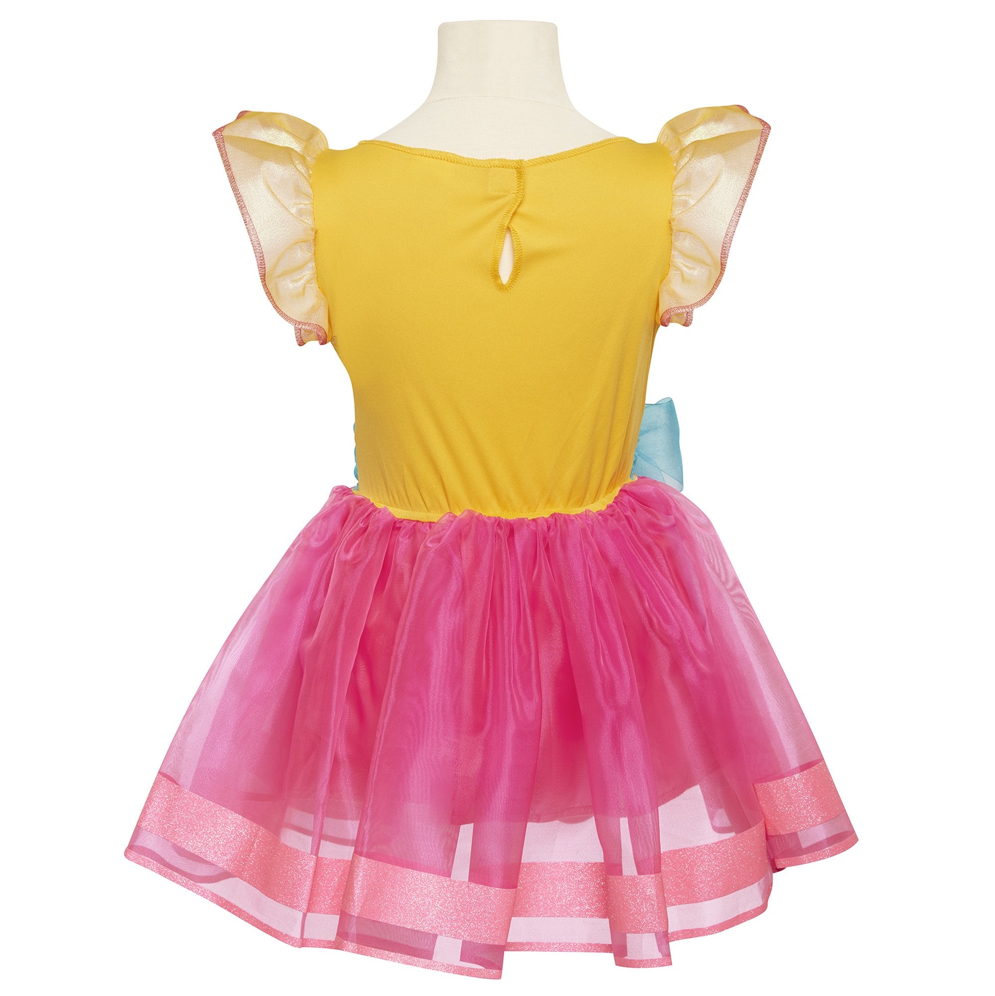 Two-layer pink taffeta skirt with iridescent trim.