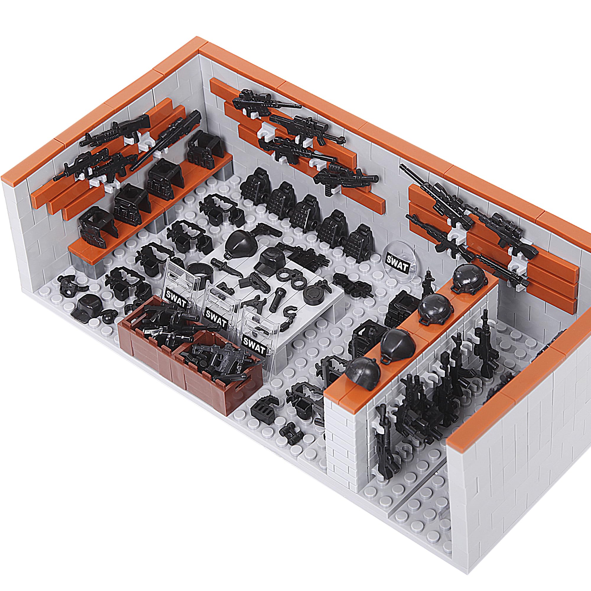 Fanlantee military base armory collection promotes imaginative play and modeling scenarios.