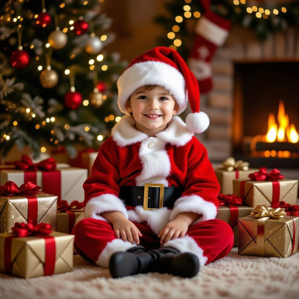 Fanng boot tops complete the silhouette and help kids feel like Santa