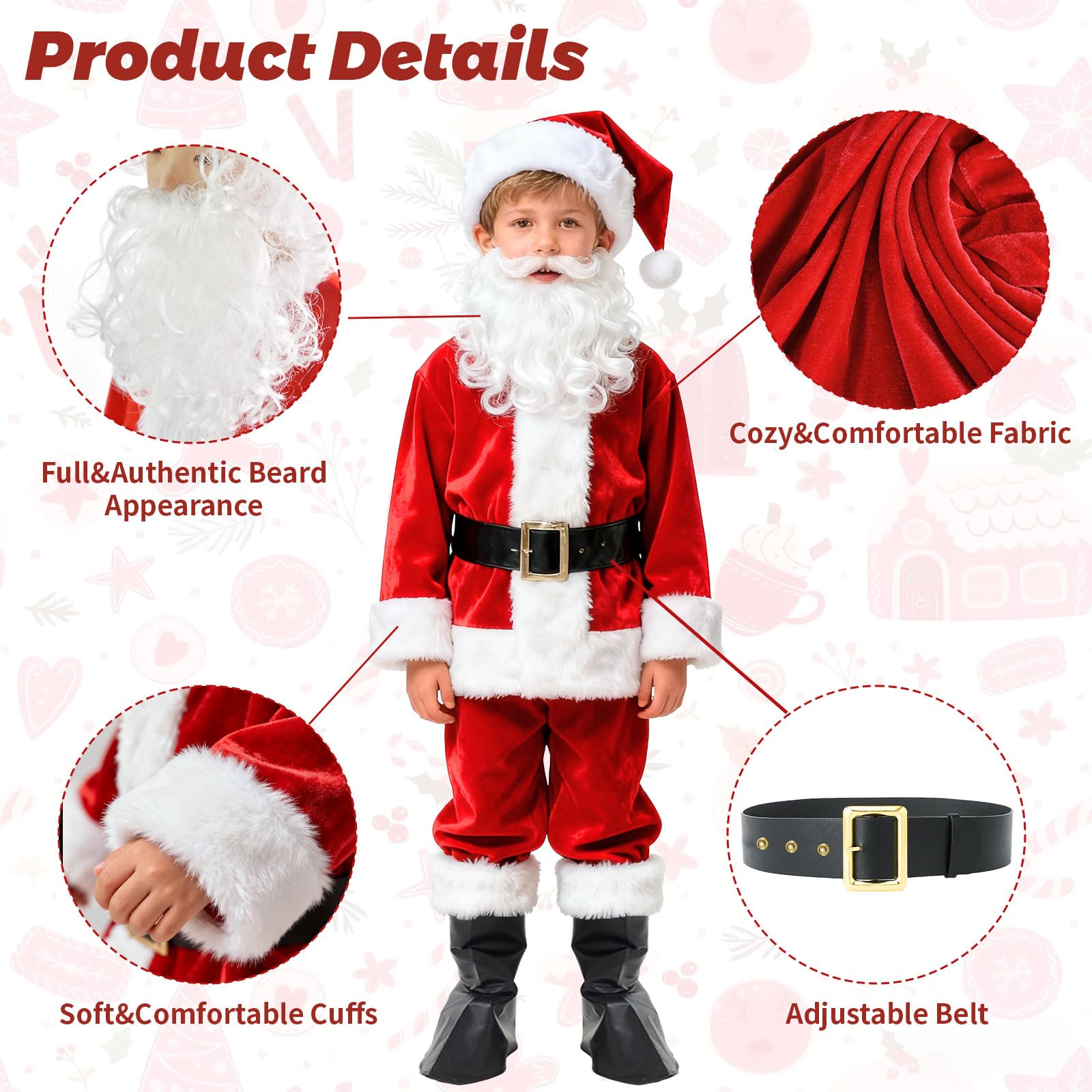Fanng Santa costume pants with elastic waist ensure comfy fit and easy changes