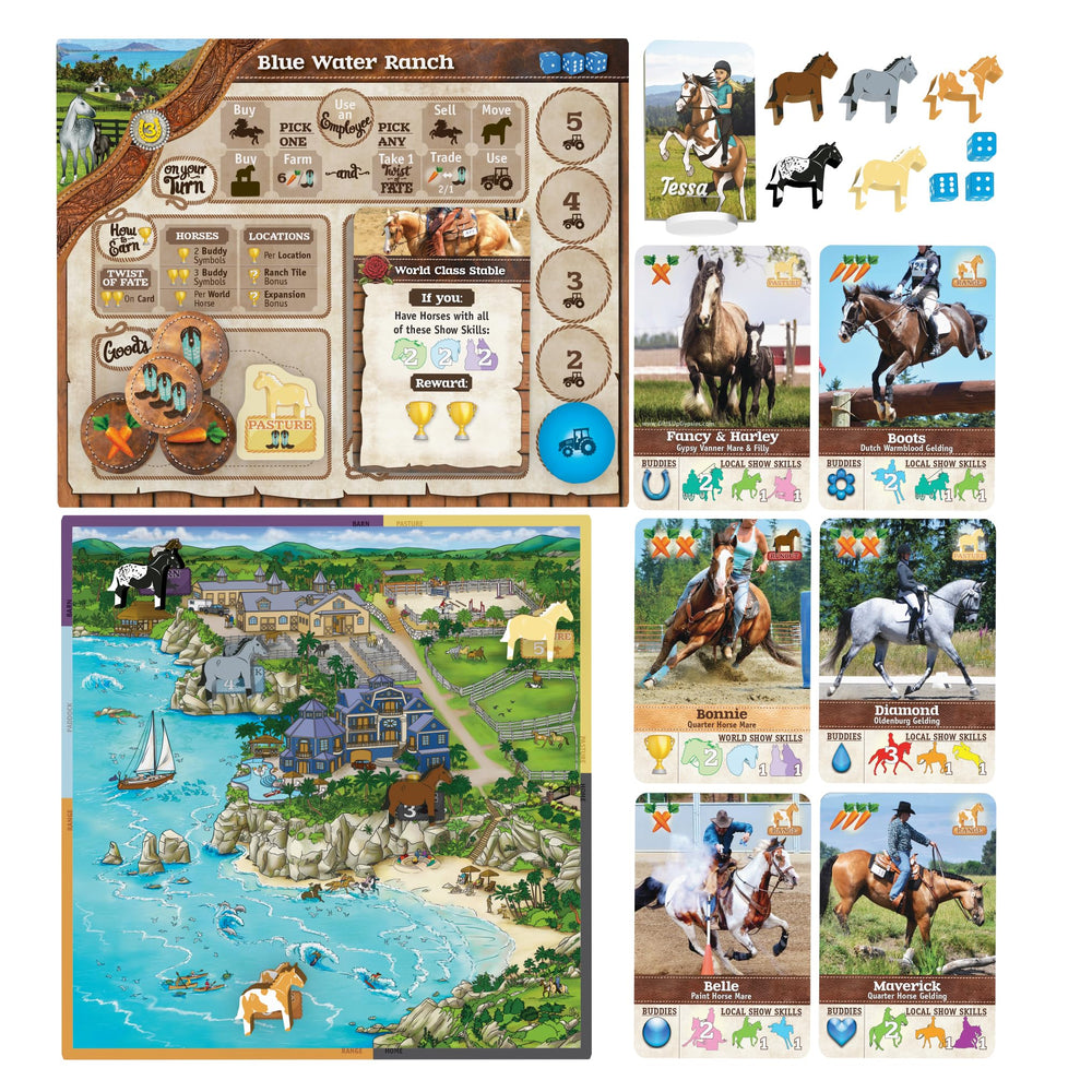 Fantasy Ranch family playing together around the table during a cozy game night