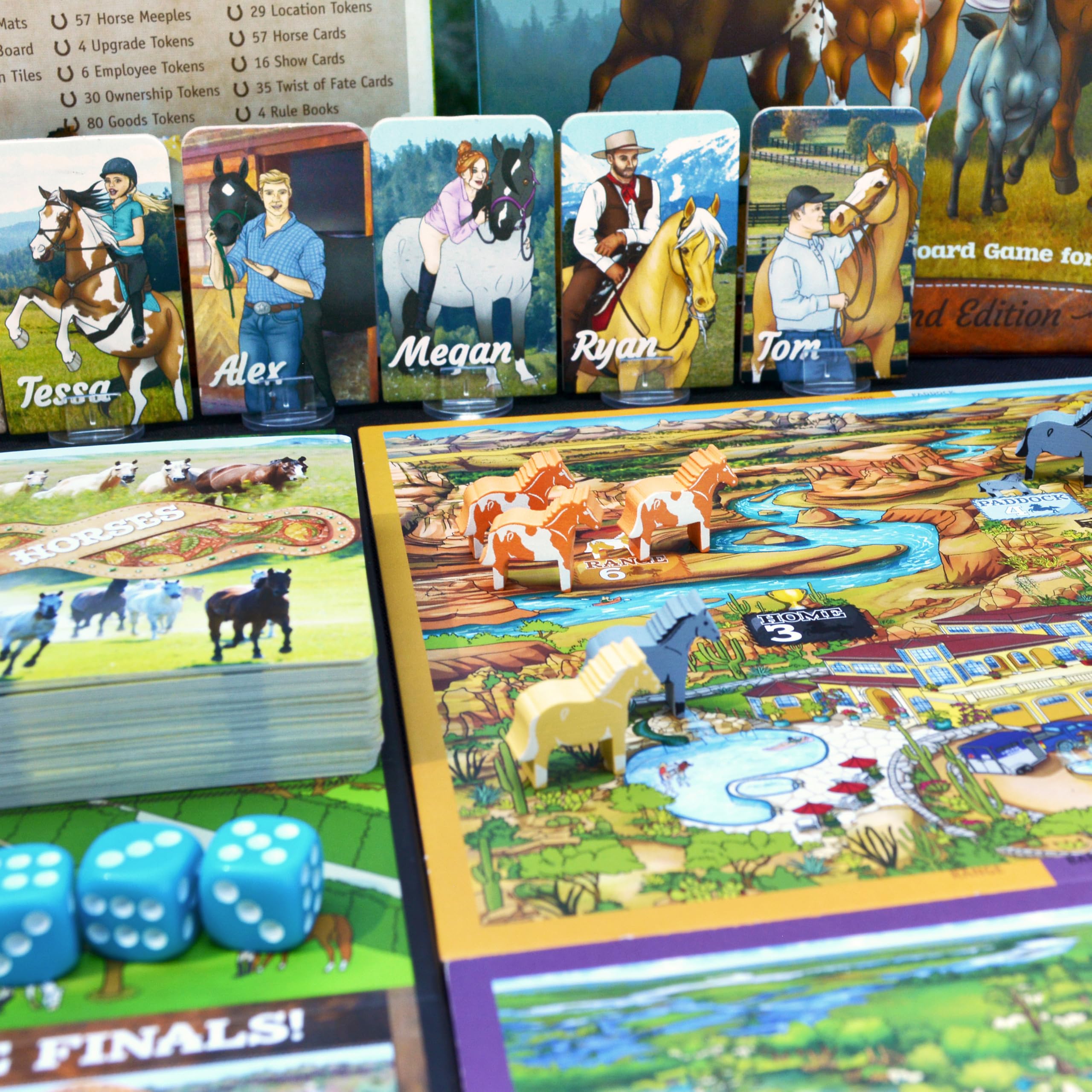 Fantasy Ranch player boards organized for easy access during multi-level play