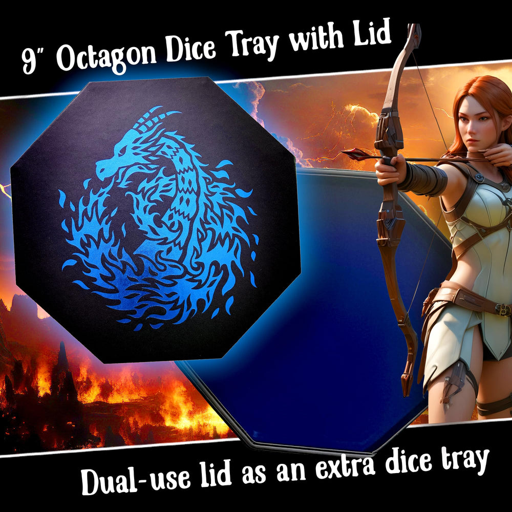 Fantasydice 9-inch octagon dice tray provides a defined rolling space.