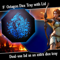 Fantasydice 9-inch octagon dice tray provides a defined rolling space.