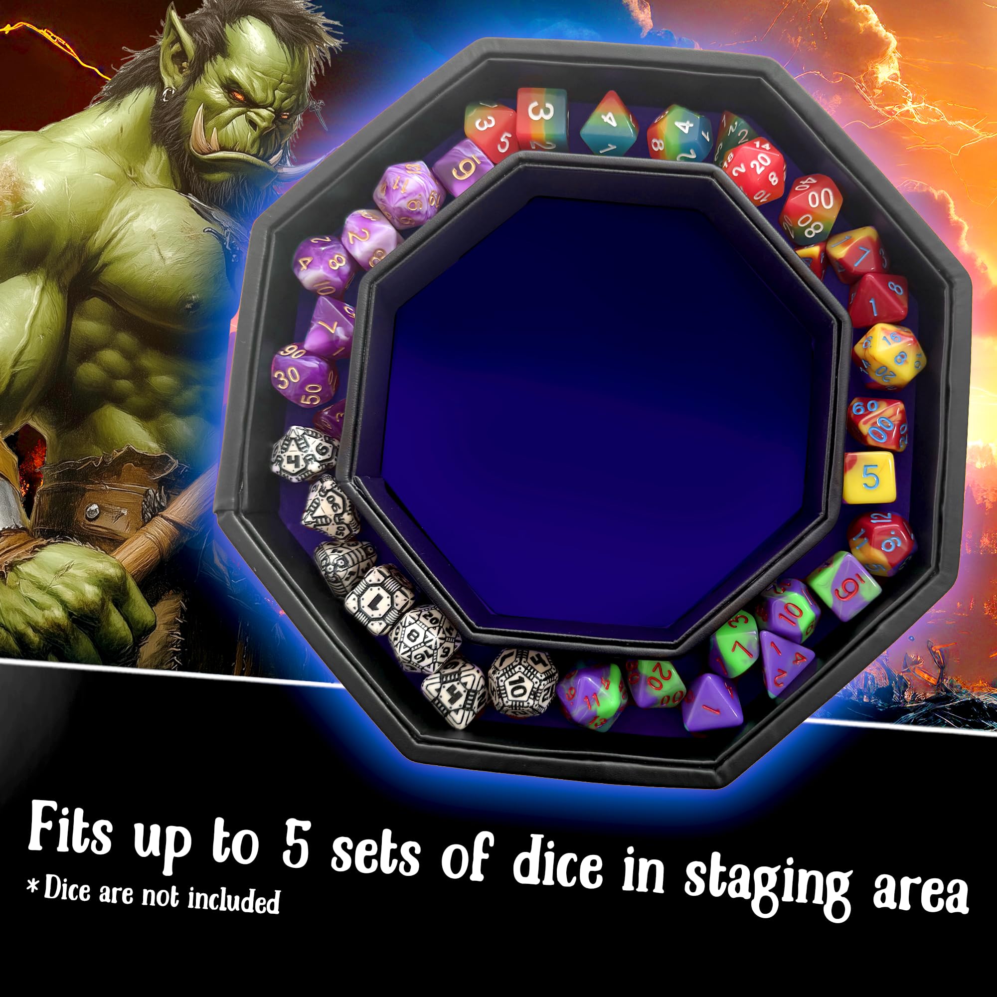 Fantasydice dragon artwork enhances your tabletop setup.