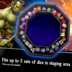 Fantasydice dragon artwork enhances your tabletop setup.