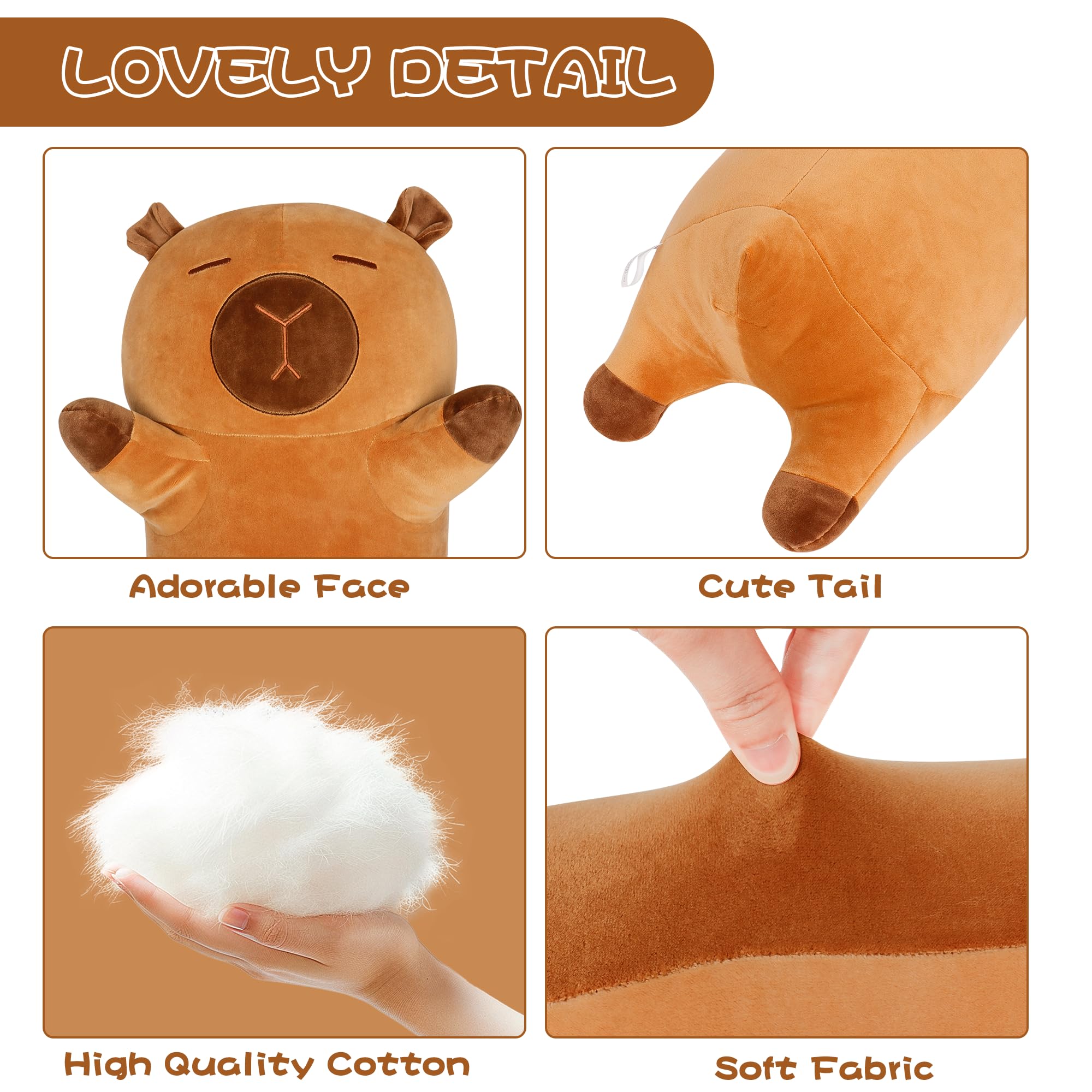 Fanunny Capybara Plush close-up fur texture highlights soft cuddle feel