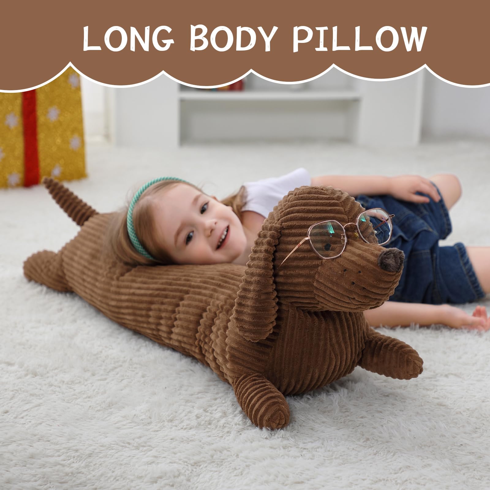 Fanunny 3D dachshund plush enhances living room ambiance.