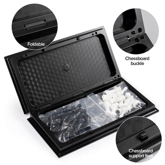 FanVince chess set folding board closed for compact storage and portability.