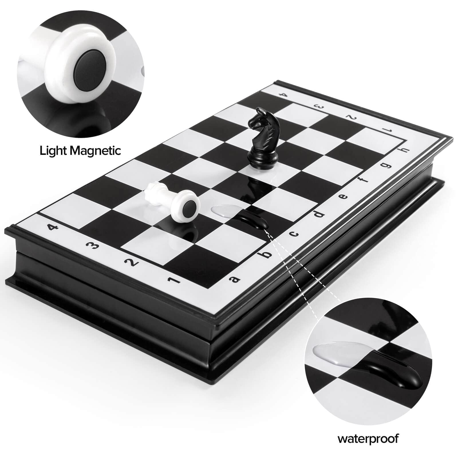 FanVince chess set magnetic surface keeps pieces stable during windy outdoor play.