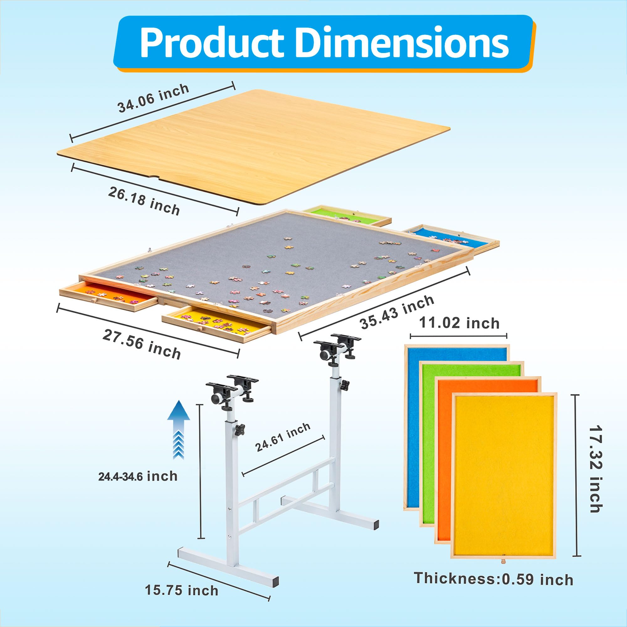 Fanwer puzzle table with magnetic drawers helps quick sorting.