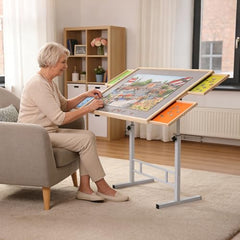 Fanwer puzzle table height adjustment ensures comfortable seating.