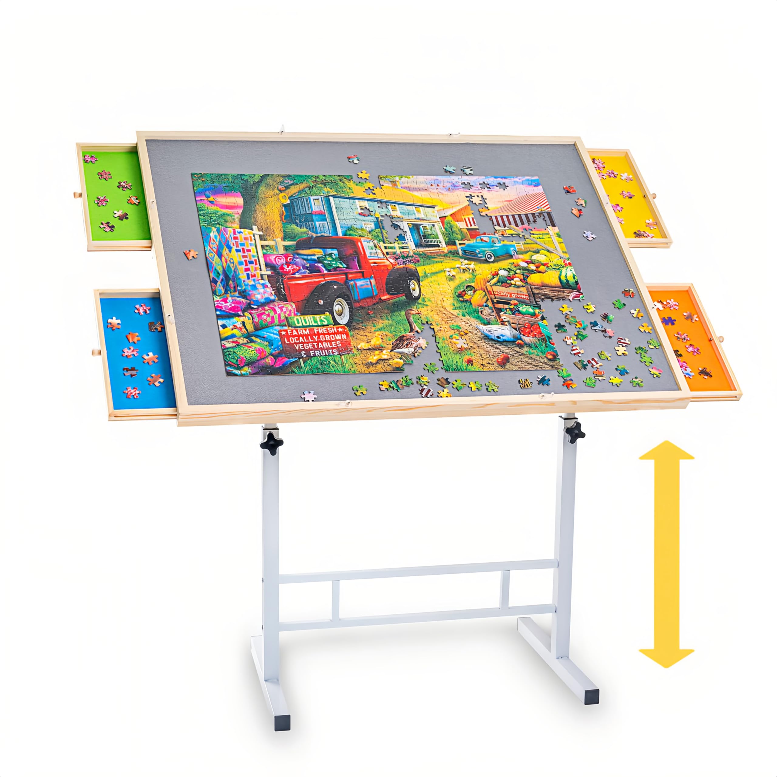 Fanwer puzzle table tilt-360 top offers versatile viewing angles.