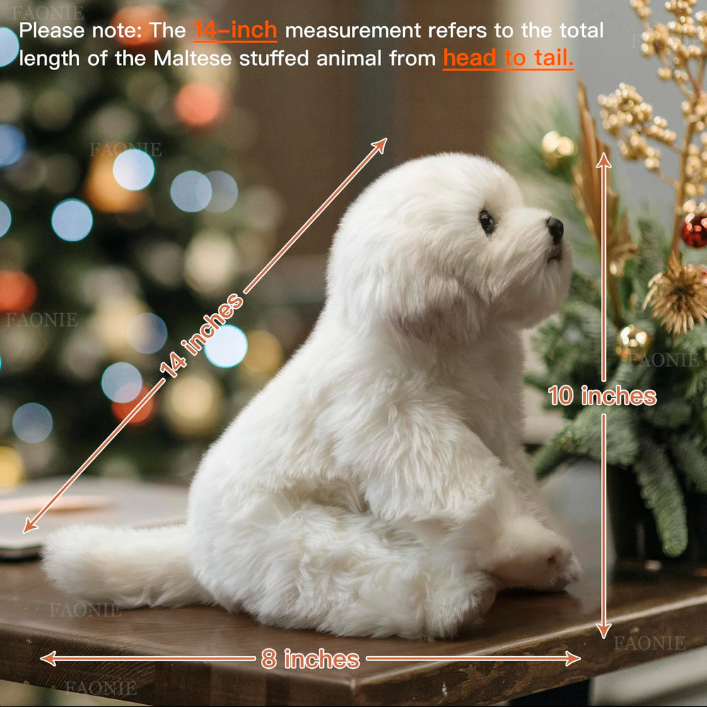FAONIE Maltese stuffed animal arrives gift-ready for special occasions.
