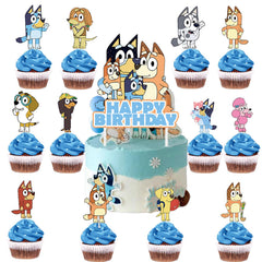 FARDAS blue dog cake topper on a celebratory cake for kids' party