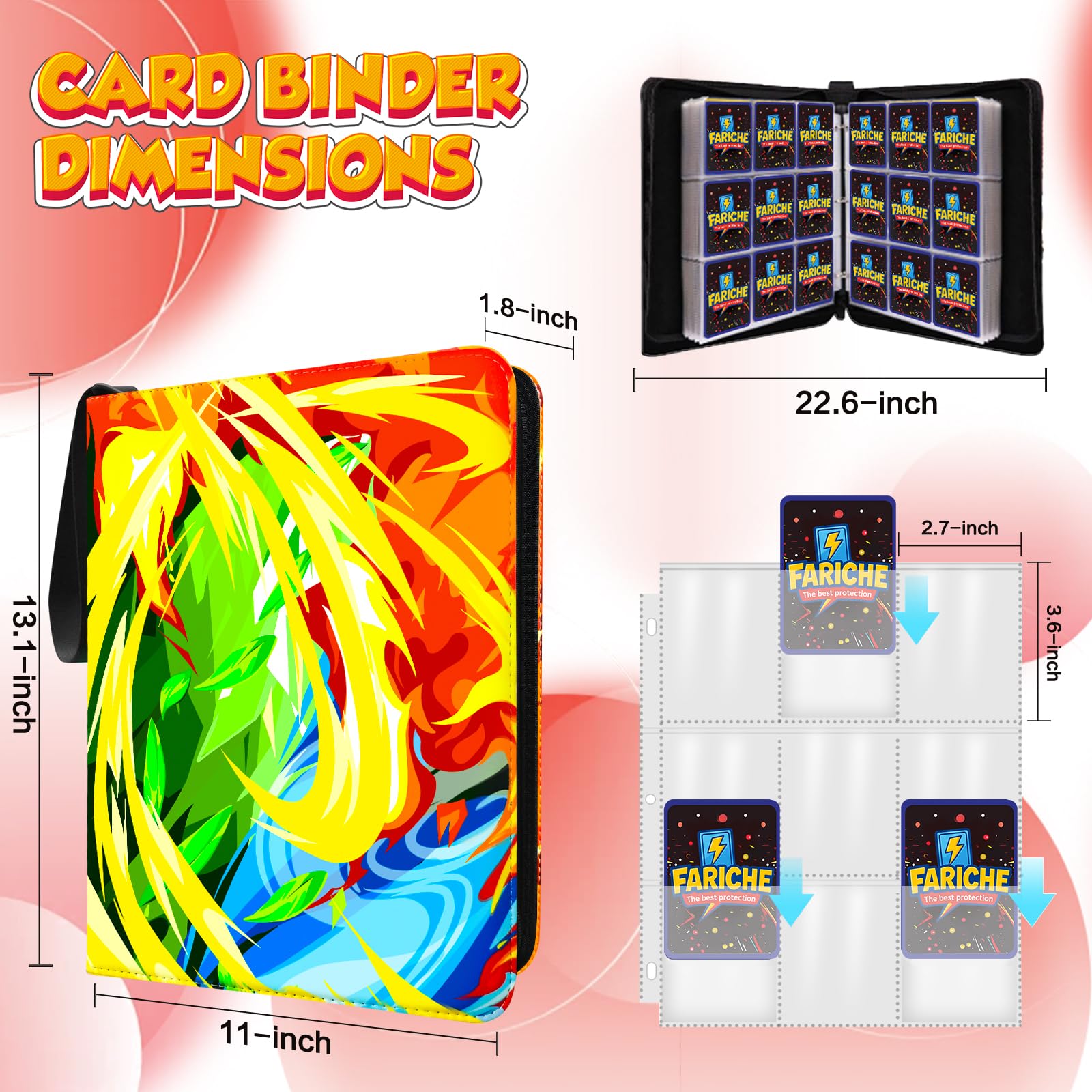 FARICHE Storm binder capacity 900 cards keeps large collections safe.
