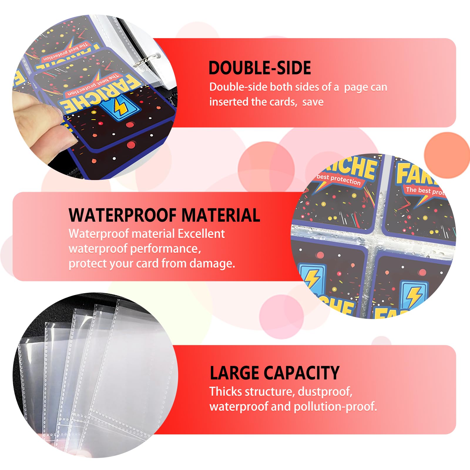 FARICHE Storm binder waterproof material protects cards from moisture.
