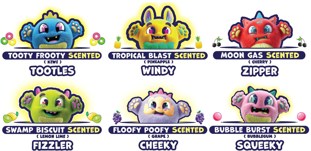 Gift-ready Fart Monsters packaging featuring Cheeky for birthdays or parties