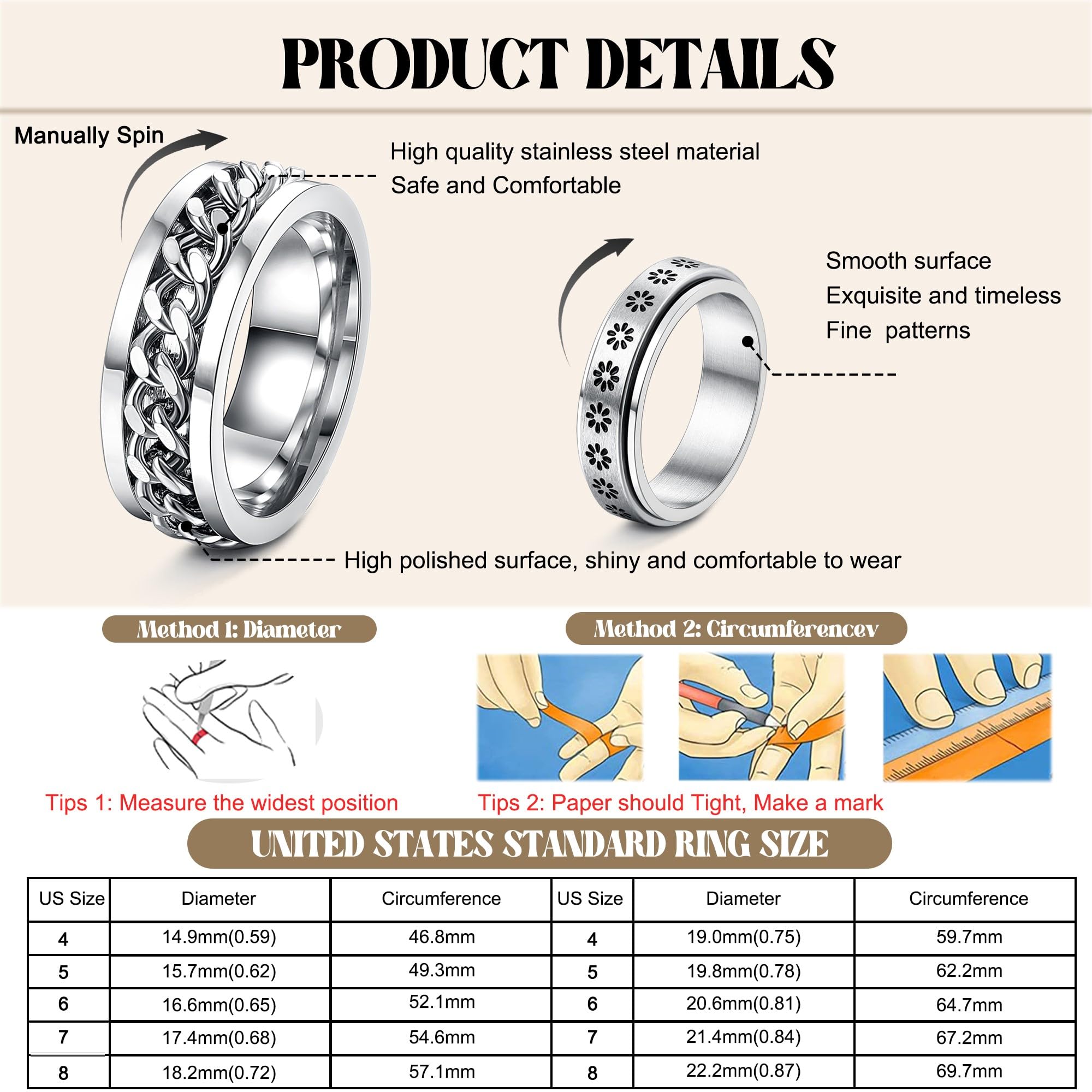 FASACCO moon-phase ring promotes calm during daily routines.
