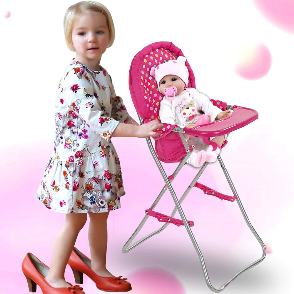 Fash N Kolor baby doll high chair with feeding tray.