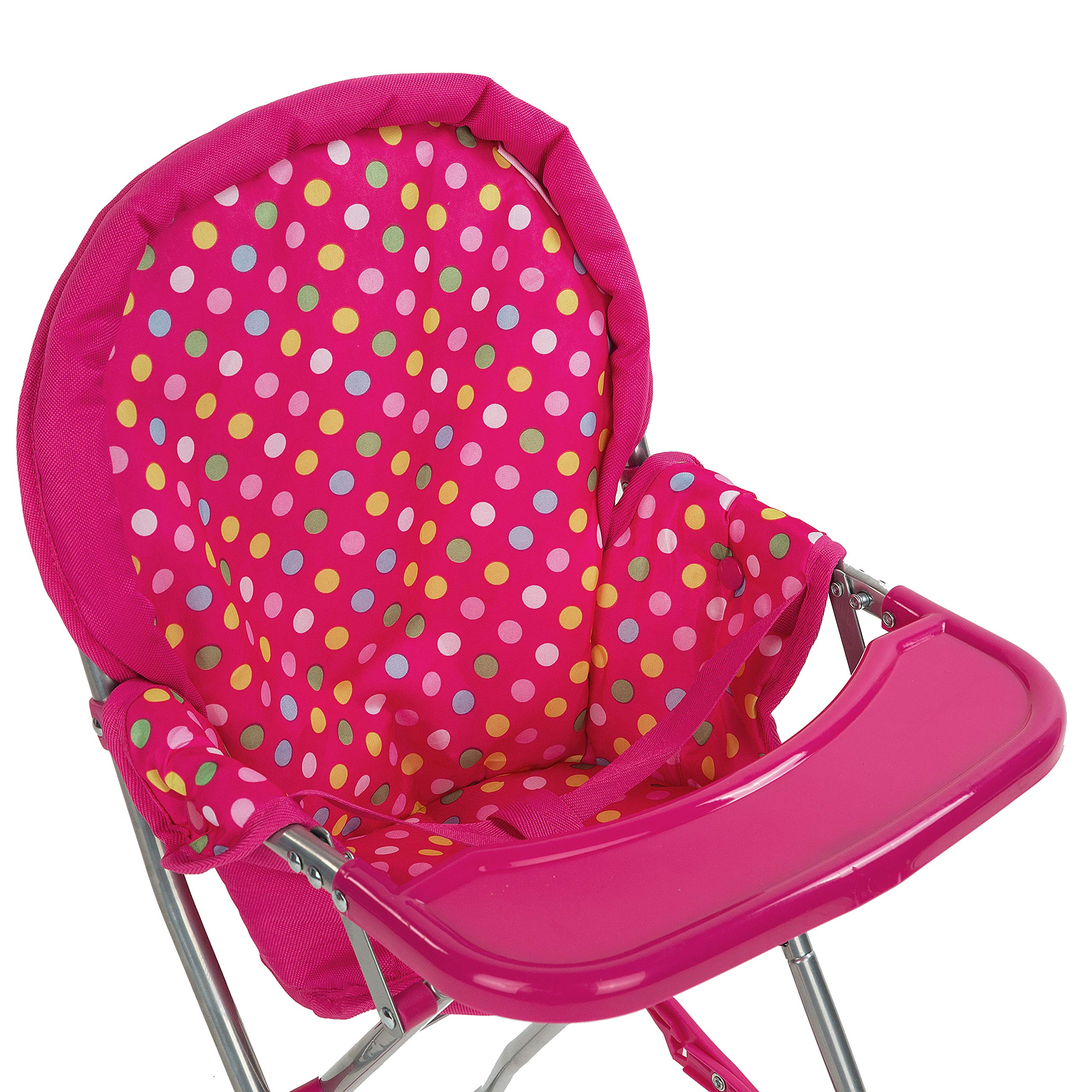 Fash N Kolor doll high chair multicoloured polka design.