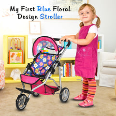 Fash N Kolor stroller folded for compact storage after play.