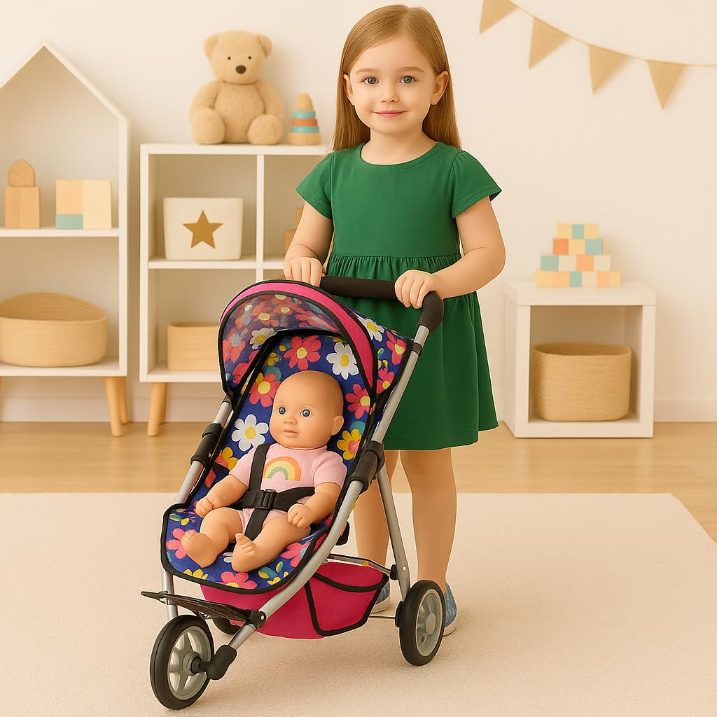 Fash N Kolor stroller seat belt keeps dolls secure during play.