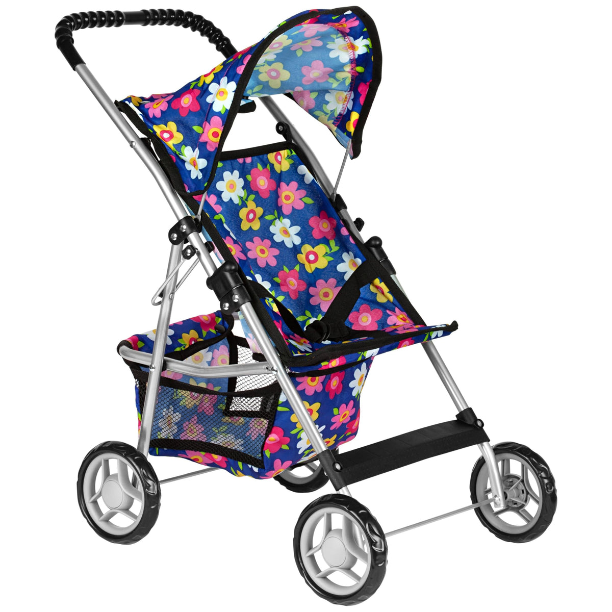 Fash N Kolor deluxe baby doll stroller with flower design for imaginative play.