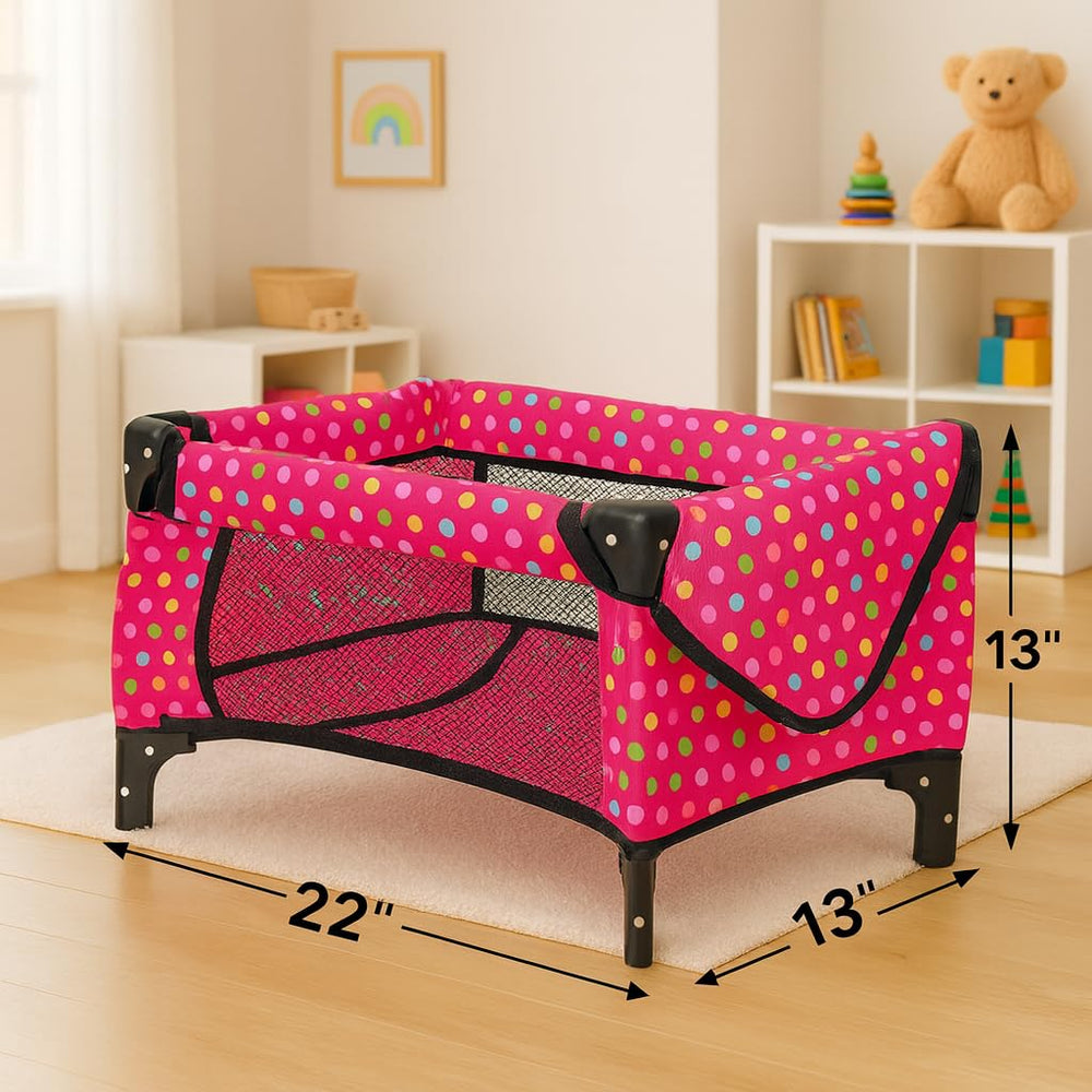 Fash N Kolor doll playpen with mesh sides for breathability