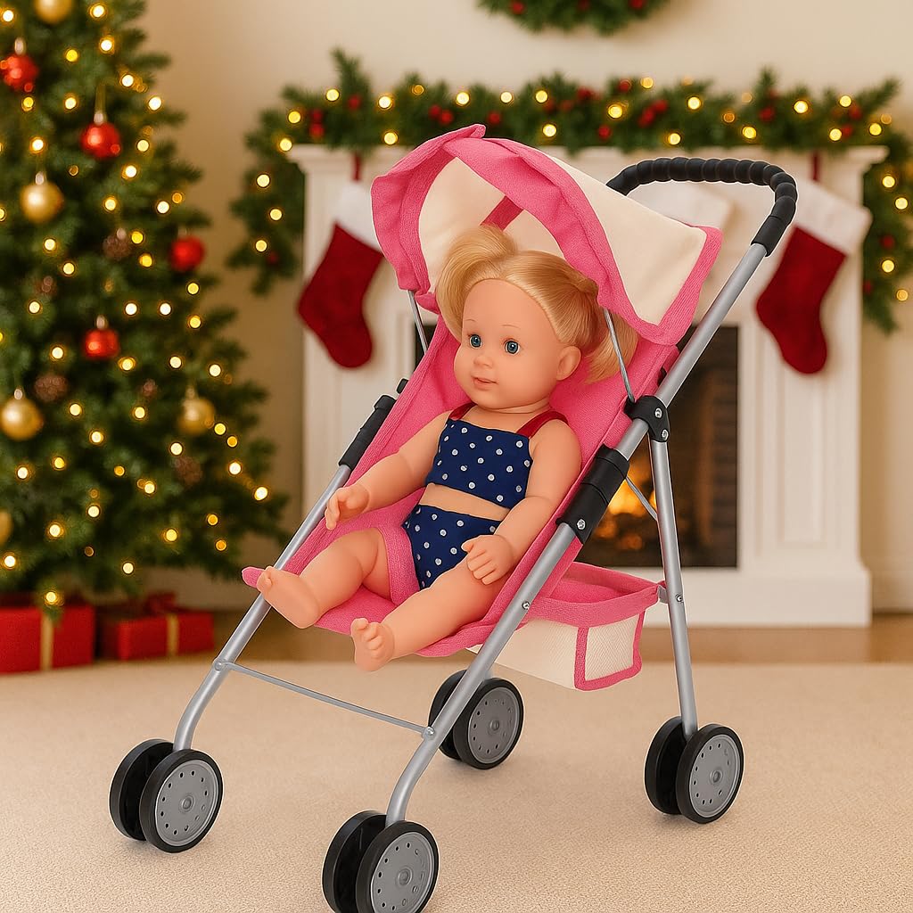 Doll stroller basket storage keeps accessories organized